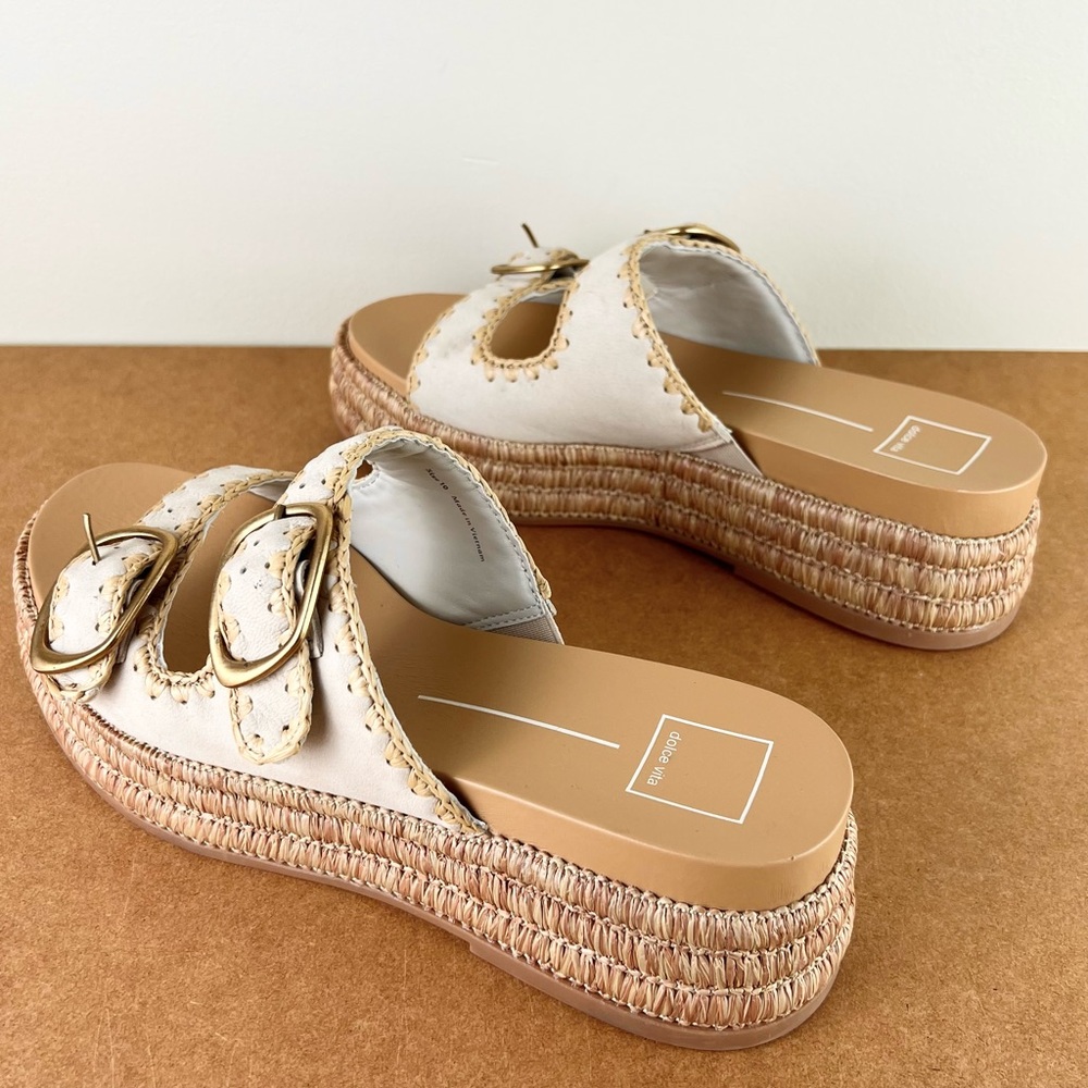 NEW DOLCE VITA BEIGE ESPADRILLE PLATFORM SANDALS - Picture 6 of 13